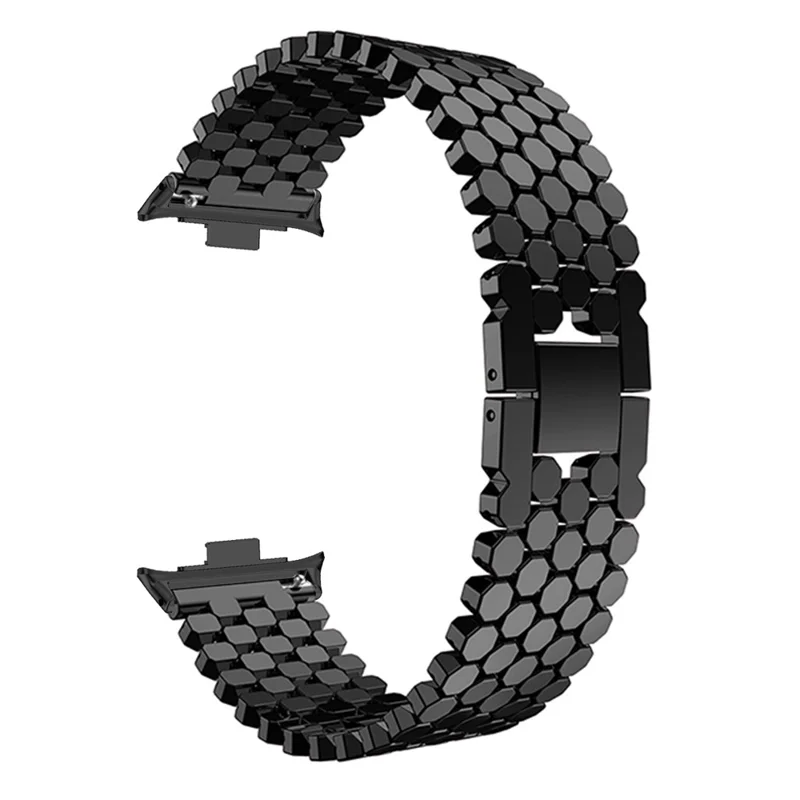 Replacement Strap for Xiaomi Smart Band 9 Pro  /  8 Pro  /  Redmi Watch 5  /  Watch 4 Fish Scale Stainless Steel Watch Band - Black