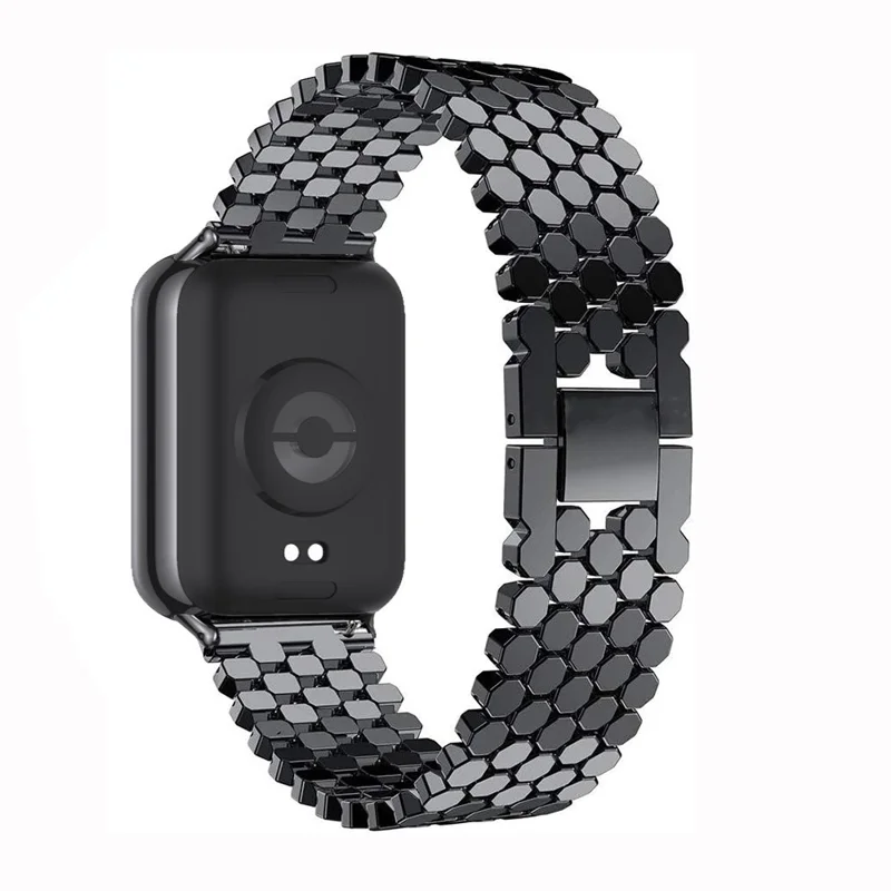 Replacement Strap for Xiaomi Smart Band 9 Pro  /  8 Pro  /  Redmi Watch 5  /  Watch 4 Fish Scale Stainless Steel Watch Band - Black