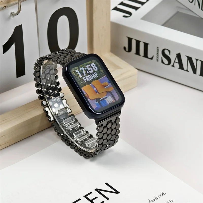 Replacement Strap for Xiaomi Smart Band 9 Pro  /  8 Pro  /  Redmi Watch 5  /  Watch 4 Fish Scale Stainless Steel Watch Band - Black