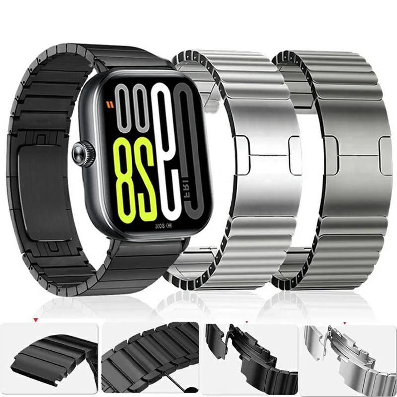 Klockstraps för Xiaomi Smart Band 9 Pro / 8 Pro / Redmi Watch 5 / Watch 4 En pärla av titanlegering - Svart