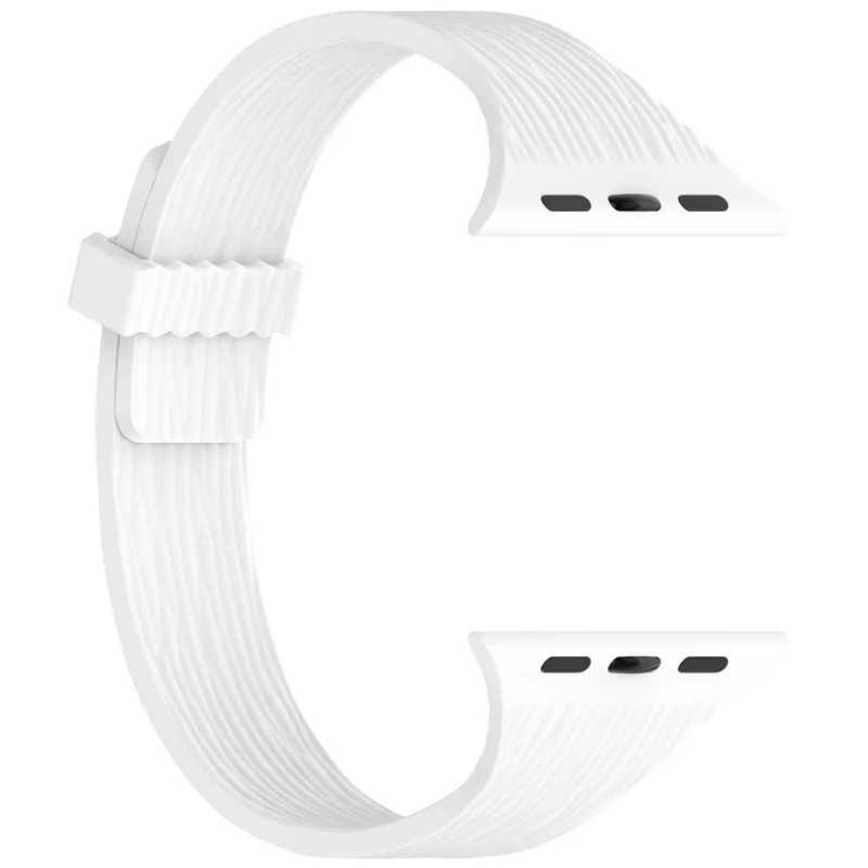 Strap for Apple Watch Series 11 10 42mm  /  9 8 7 41mm  /  SE3 SE2 SE 6 5 4 40mm  /  3 2 1 38mm Wood Grain Magnetic Silicone Watch Band - White