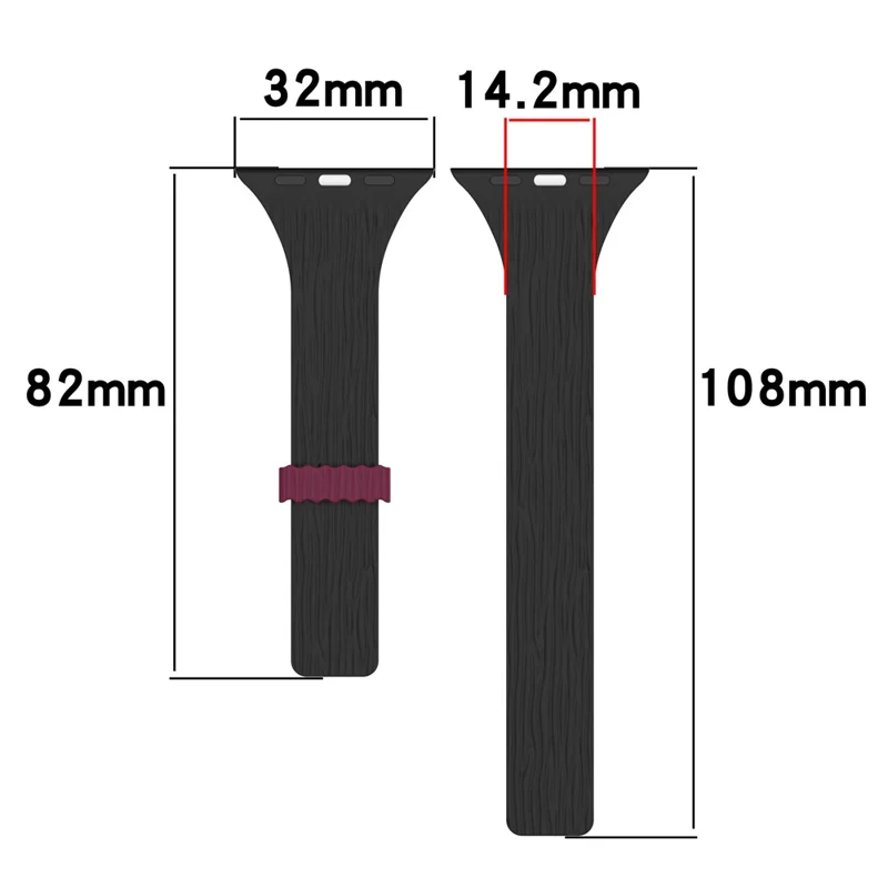 Strap for Apple Watch Series 11 10 42mm  /  9 8 7 41mm  /  SE3 SE2 SE 6 5 4 40mm  /  3 2 1 38mm Wood Grain Magnetic Silicone Watch Band - White