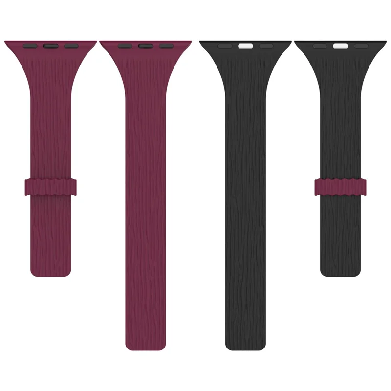 Strap for Apple Watch Series 11 10 42mm  /  9 8 7 41mm  /  SE3 SE2 SE 6 5 4 40mm  /  3 2 1 38mm Wood Grain Magnetic Silicone Watch Band - White