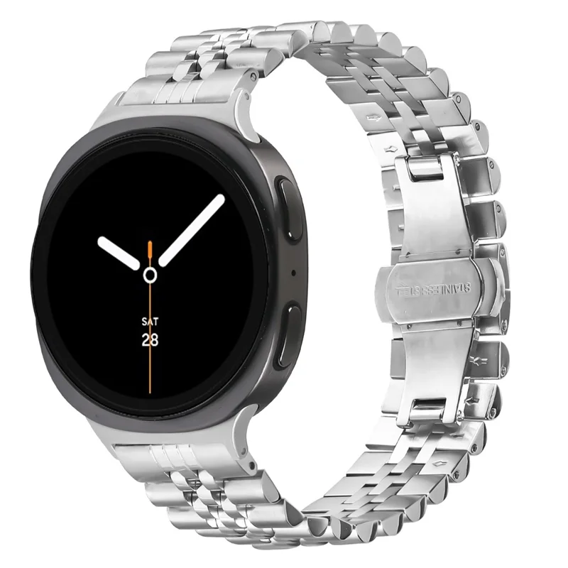 Watch Band For Samsung Galaxy Watch8 Classic 46mm  /  Watch8 44mm  /  40mm Stainless Steel Five-Bead Adjustable Silver Strap