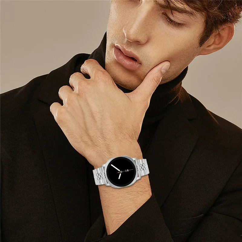 Watch Band For Samsung Galaxy Watch8 Classic 46mm  /  Watch8 44mm  /  40mm Stainless Steel Five-Bead Adjustable Silver Strap