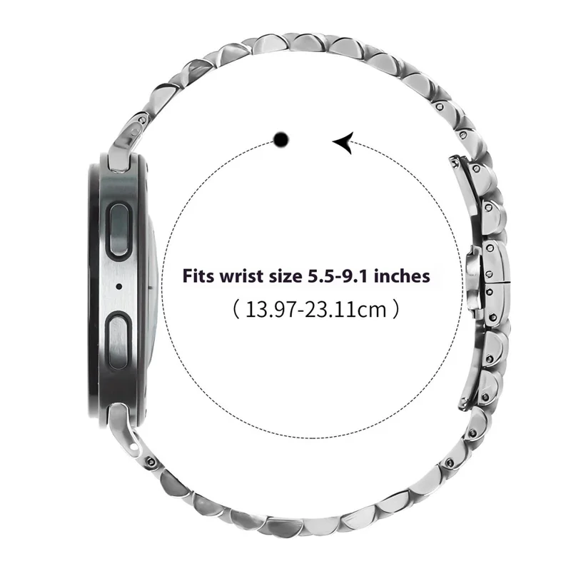 Watch Band For Samsung Galaxy Watch8 Classic 46mm  /  Watch8 44mm  /  40mm Stainless Steel Five-Bead Adjustable Silver Strap