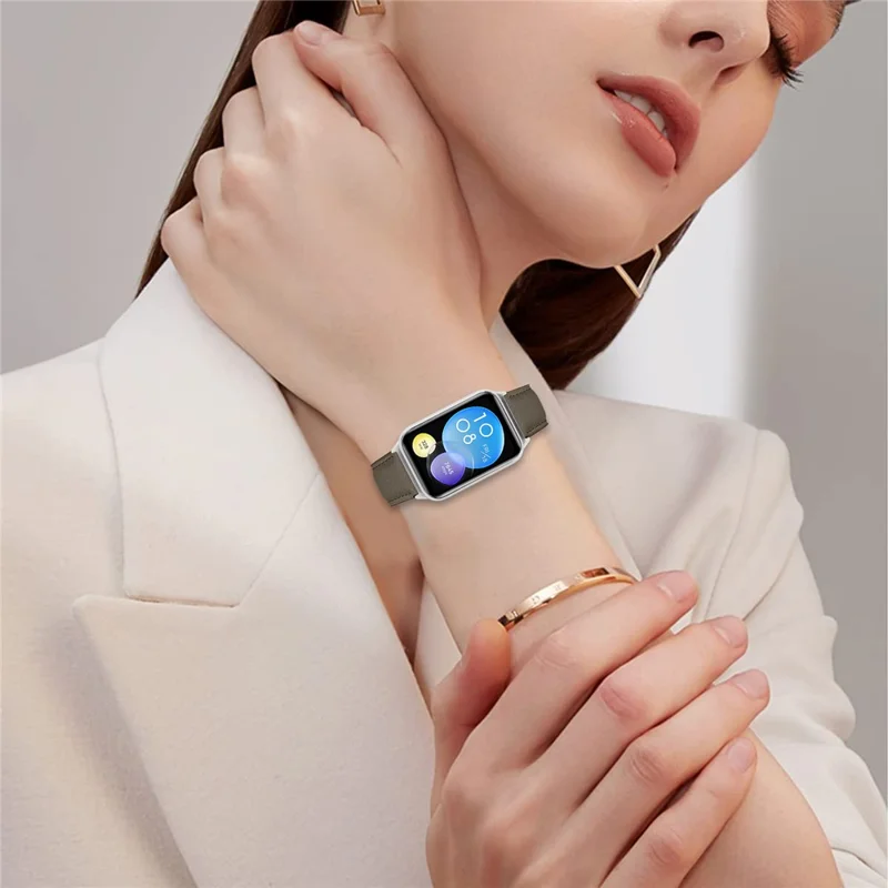 For Xiaomi Smart Band 8  /  9 Pro Genuine Leather Watch Band with Silver Connector Turtle Back Buckle Wrist Strap - Grey