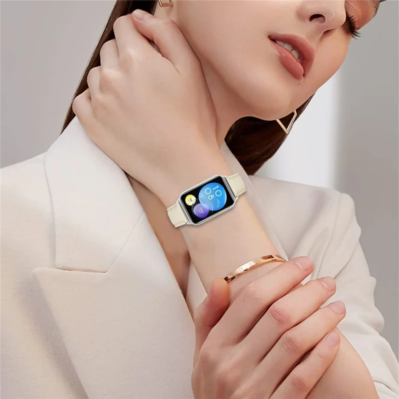 For Xiaomi Smart Band 8  /  9 Pro Genuine Leather Watch Band with Silver Connector Turtle Back Buckle Wrist Strap - Beige