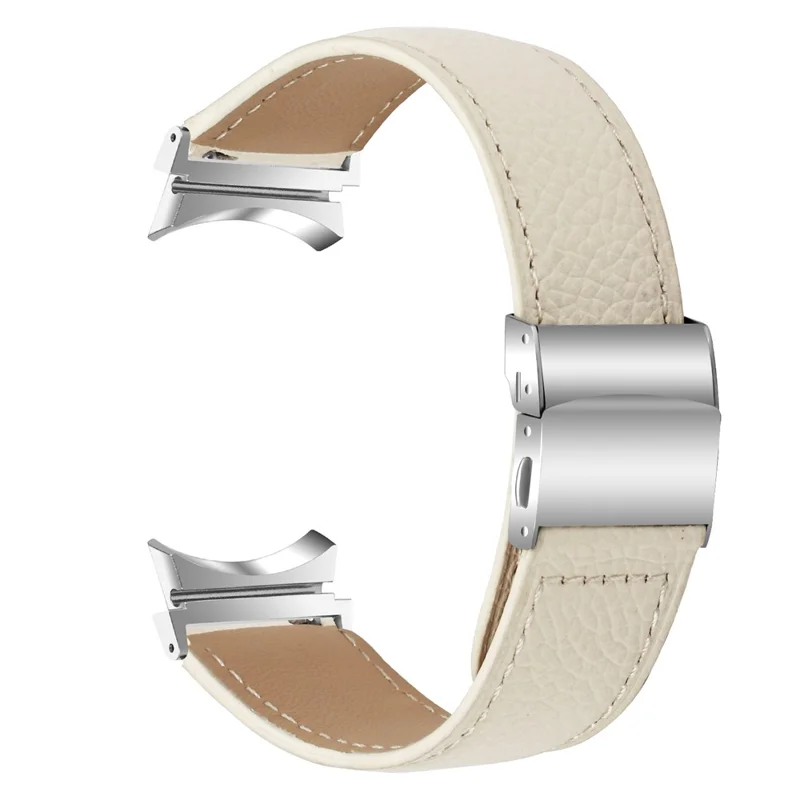Wrist Strap with Silver Professional Connector For Samsung Galaxy Watch6  /  Watch6 Classic Genuine Leather Watch Band - Beige