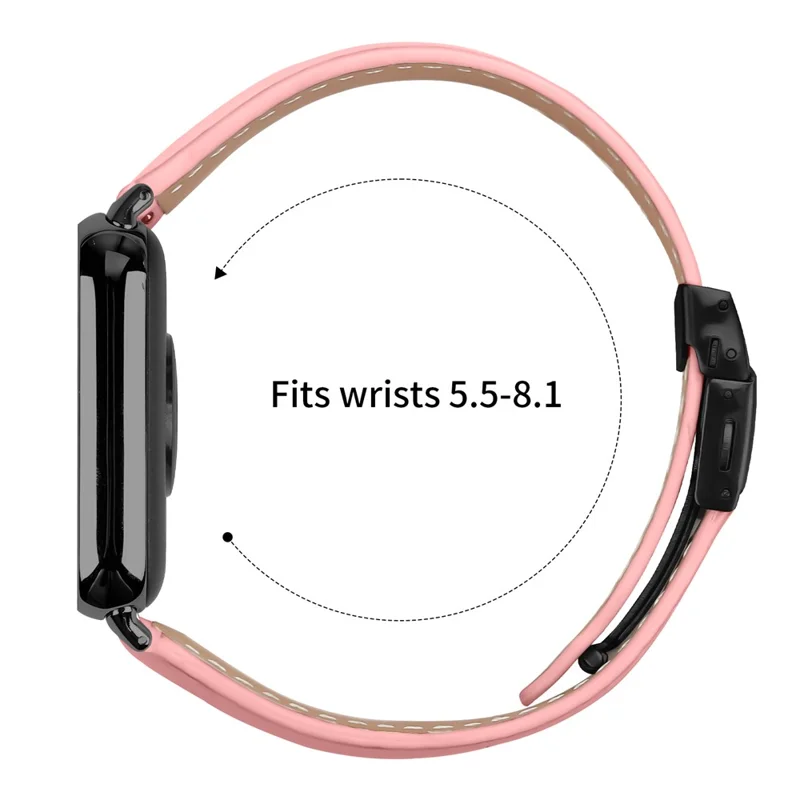 For Xiaomi Smart Band 8  /  9 Pro Genuine Leather Watch Band with Black Connector Turtle Back Buckle Wrist Strap - Pink