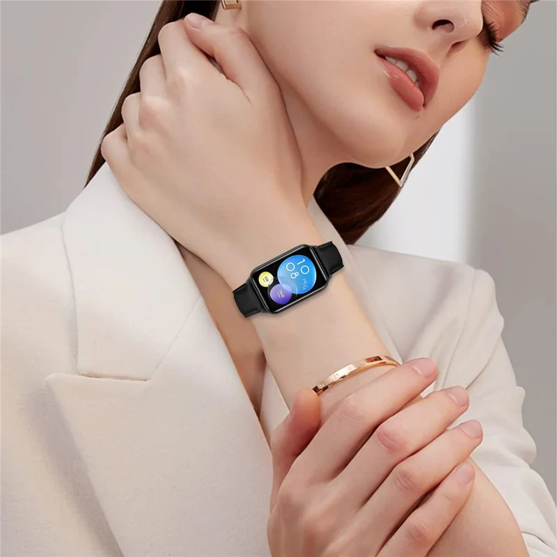 For Xiaomi Redmi Watch 4  /  Watch 5 Genuine Leather Watch Band with Black Connector Turtle Back Buckle Wrist Strap - Black