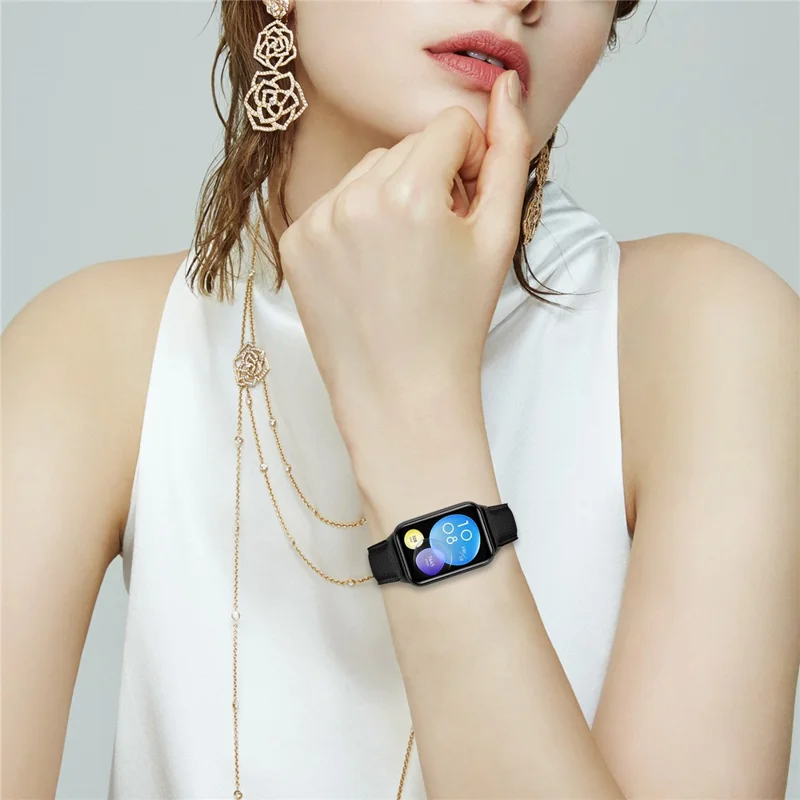 For Xiaomi Redmi Watch 4  /  Watch 5 Genuine Leather Watch Band with Black Connector Turtle Back Buckle Wrist Strap - Black