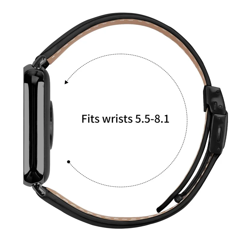 For Xiaomi Redmi Watch 4  /  Watch 5 Genuine Leather Watch Band with Black Connector Turtle Back Buckle Wrist Strap - Black