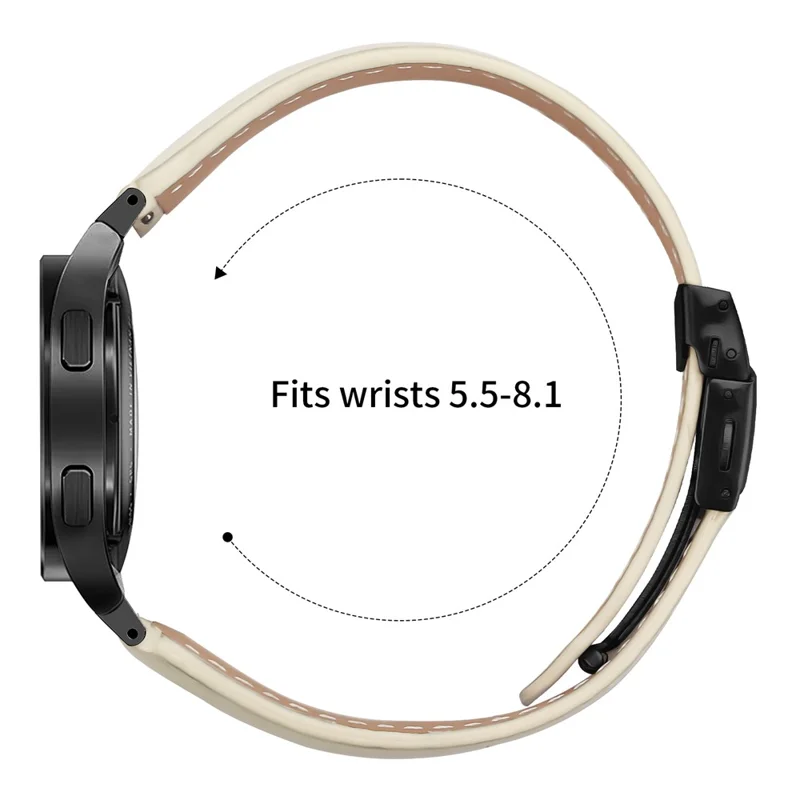 Wrist Strap with Black Quick Release Connector For Samsung Galaxy Watch7 40mm  /  44mm Genuine Leather Watch Band - Beige