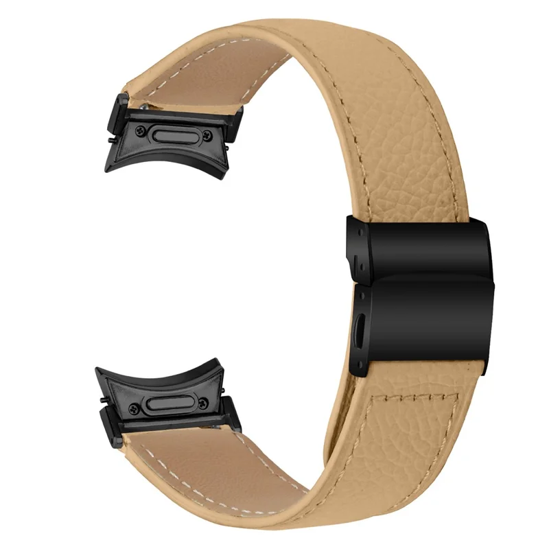 Wrist Strap with Black Quick Release Connector For Samsung Galaxy Watch7 40mm  /  44mm Genuine Leather Watch Band - Camel