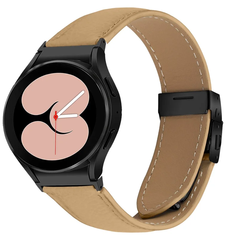Wrist Strap with Black Quick Release Connector For Samsung Galaxy Watch7 40mm  /  44mm Genuine Leather Watch Band - Camel