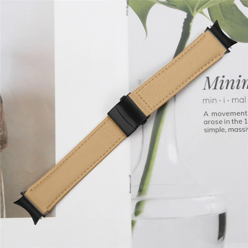 Wrist Strap with Black Quick Release Connector For Samsung Galaxy Watch7 40mm  /  44mm Genuine Leather Watch Band - Camel