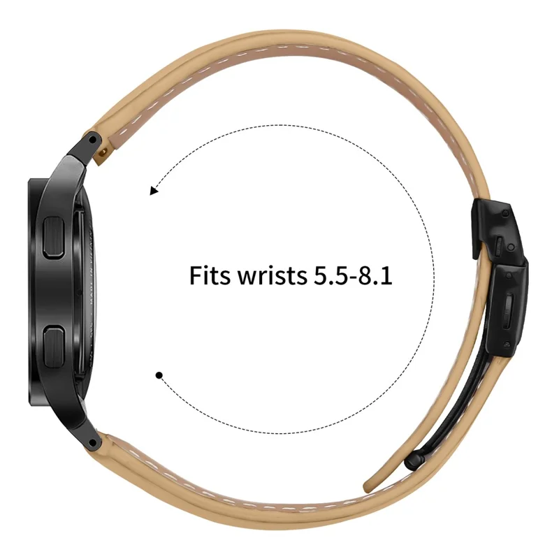 Wrist Strap with Black Quick Release Connector For Samsung Galaxy Watch7 40mm  /  44mm Genuine Leather Watch Band - Camel
