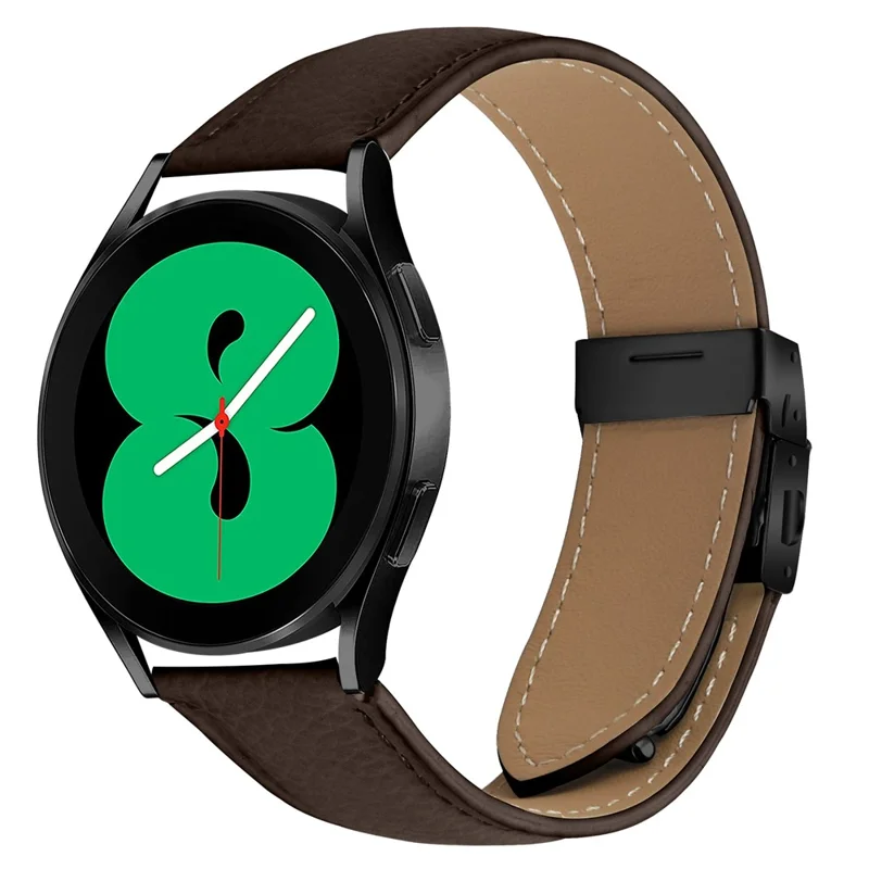 Wrist Strap For Huami Amazfit Active  /  GTR Mini  /  Bip 3 Pro  /  Bip 3 Genuine Leather Watch Band with Black Connector Turtle Back Buckle - Coffee