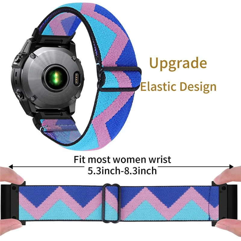 Watch Band For Garmin Fenix 8 43mm / Descent MK3 / Descent MK3i , Pattern Design Nylon Elastic Strap with Black Connector - 1#