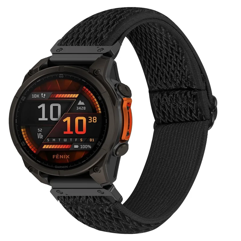 Watch Strap For Garmin Fenix 8 43mm / Descent MK3 / Descent MK3i , Elastic Nylon Band with Black Connector - Black