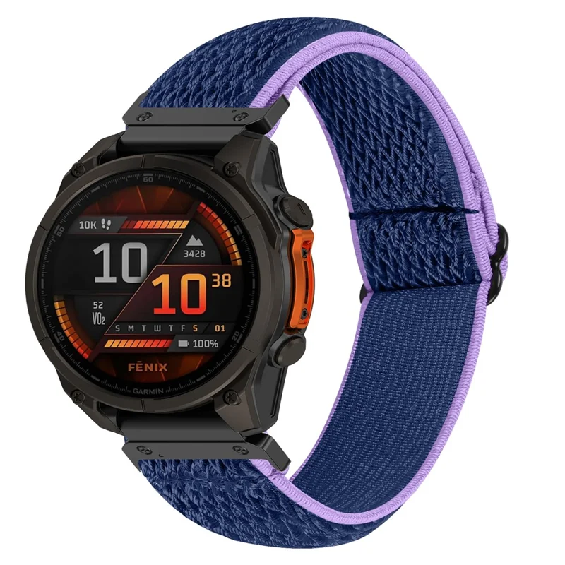 Watch Strap For Garmin Fenix 7S / 7S Pro / 6S , Elastic Nylon Band with Black Connector - Purple  /  Blue