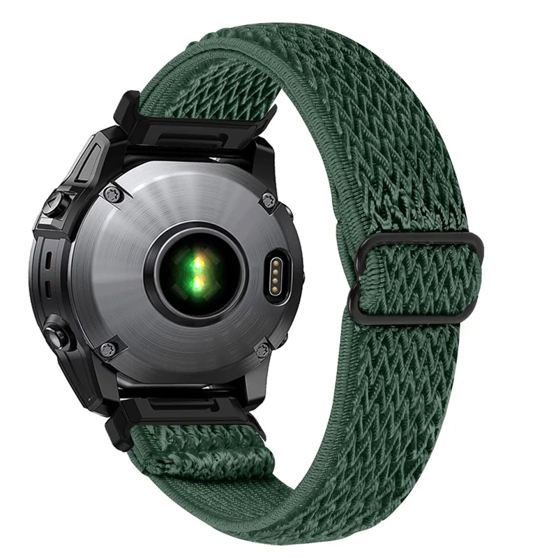 Watch Strap For Garmin Fenix 8 47mm / Fenix E 47mm / quatix 8 47mm , Elastic Nylon Band with Black Connector - Army Green