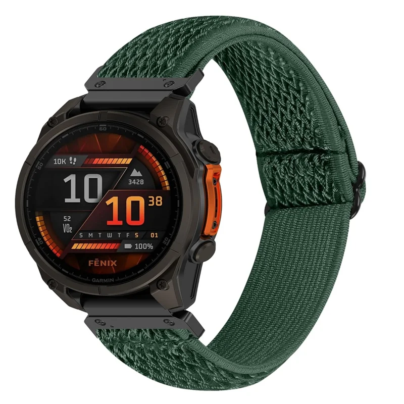 Watch Strap For Garmin Fenix 8 47mm / Fenix E 47mm / quatix 8 47mm , Elastic Nylon Band with Black Connector - Army Green