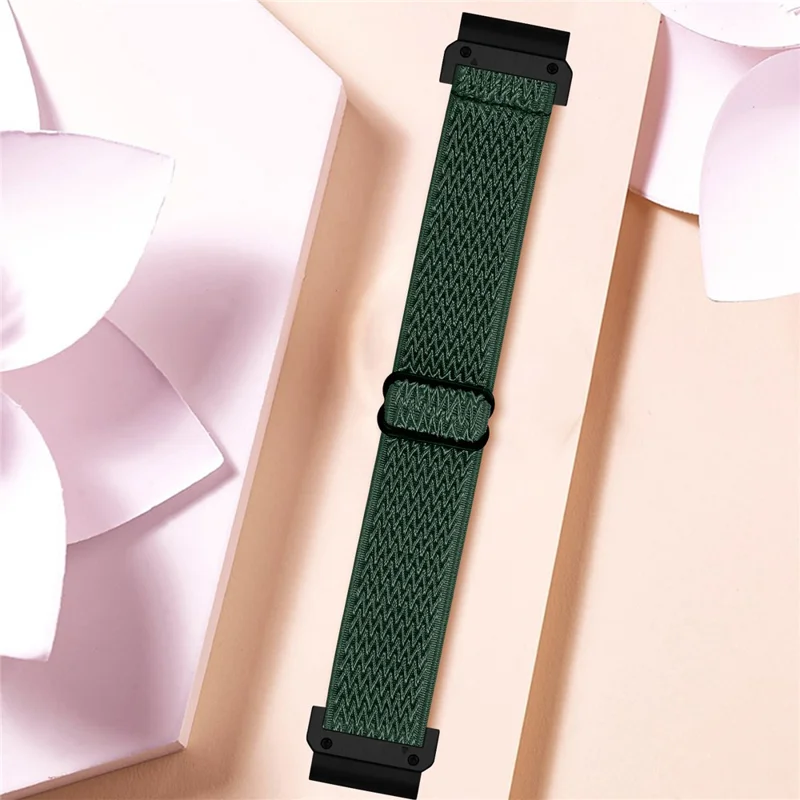 Watch Strap For Garmin Fenix 8 47mm / Fenix E 47mm / quatix 8 47mm , Elastic Nylon Band with Black Connector - Army Green