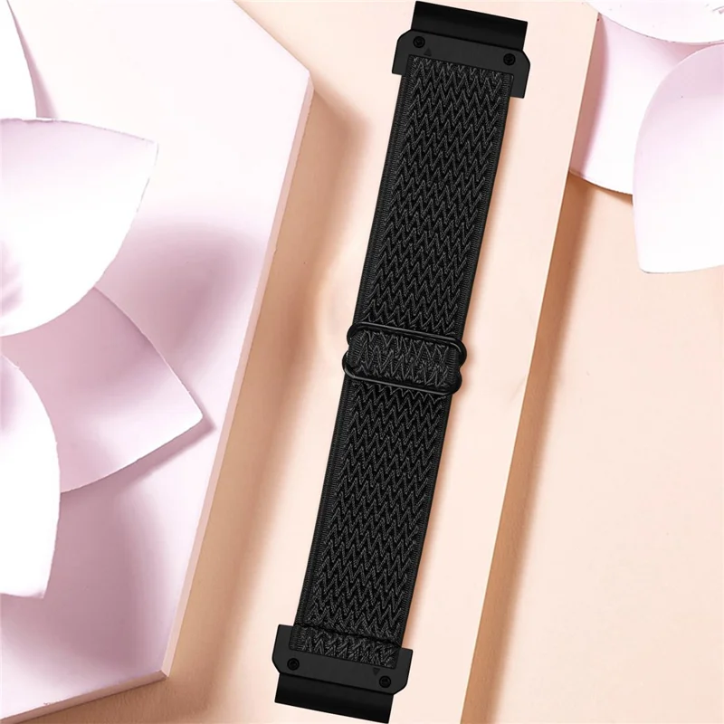 Watch Strap For Garmin Fenix 7 / 7 Pro / 5 , Elastic Nylon Band with Black Connector - Black