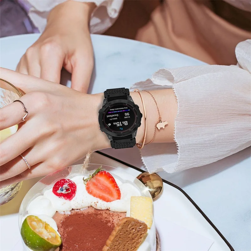 Watch Strap For Garmin Fenix 7 / 7 Pro / 5 , Elastic Nylon Band with Black Connector - Black