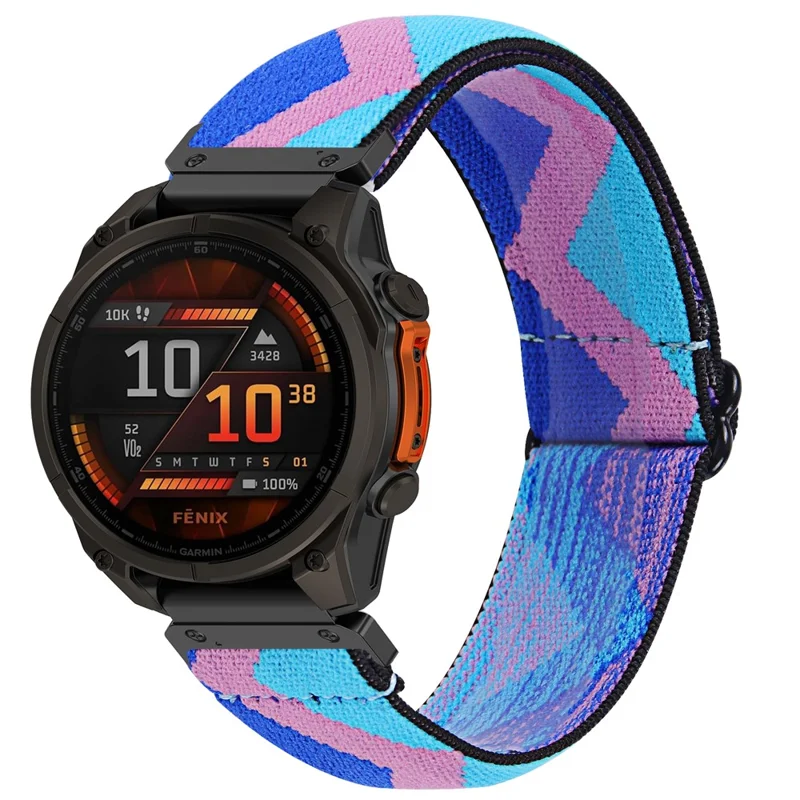 Watch Band For Garmin Forerunner 970 / Descent G2 / Approach S62 Pattern Design Nylon Elastic Strap with Black Connector - 1#
