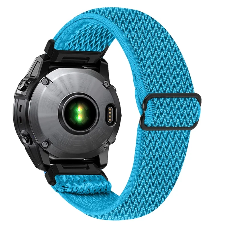 Watch Strap For Garmin Fenix 7X / 6X Pro / 5X Plus , Elastic Nylon Band with Black Connector - Sky Blue