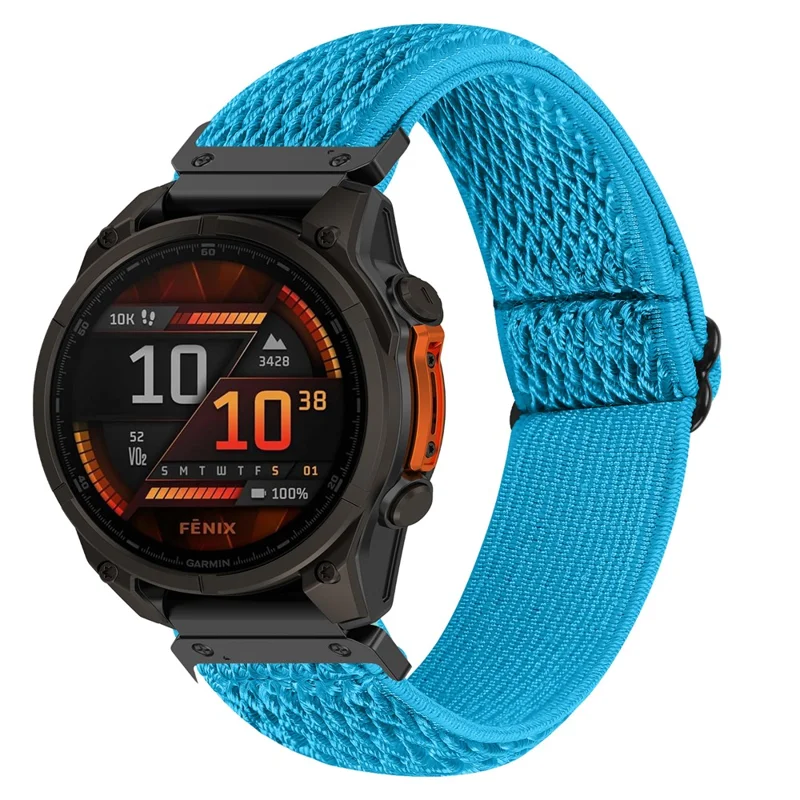 Watch Strap For Garmin Fenix 7X / 6X Pro / 5X Plus , Elastic Nylon Band with Black Connector - Sky Blue