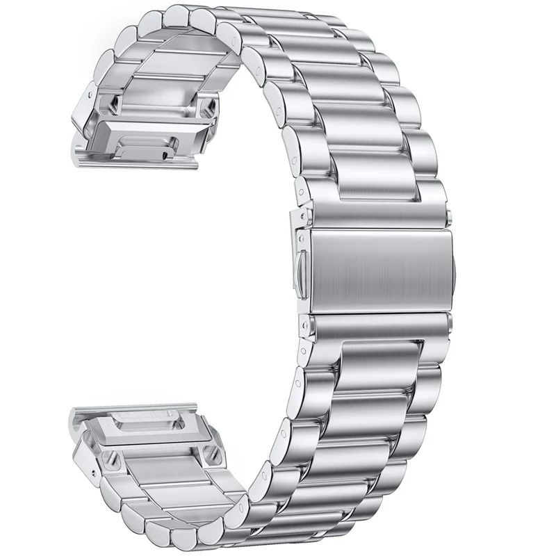 For Garmin Fenix 8 47mm / Fenix E 47mm Band 3-Bead Stainless Steel Watch Strap - Silver