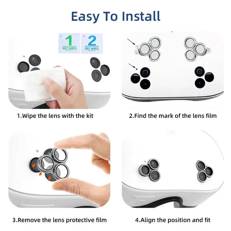 1 Pair For Meta Quest 3S Lens Protector Tempered Glass Alloy Anti-Explosion VR Headset Lens Film - Silver