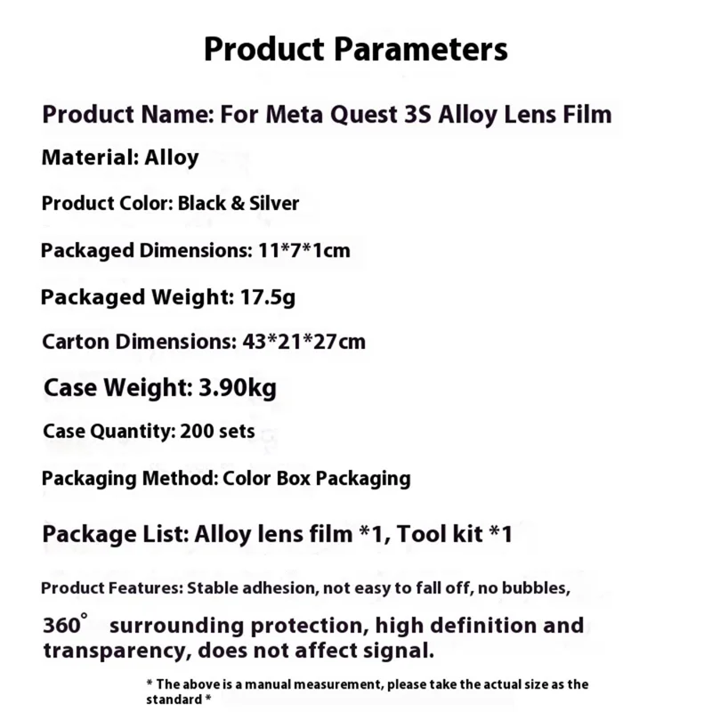 1 Pair For Meta Quest 3S Lens Protector Tempered Glass Alloy Anti-Explosion VR Headset Lens Film - Silver