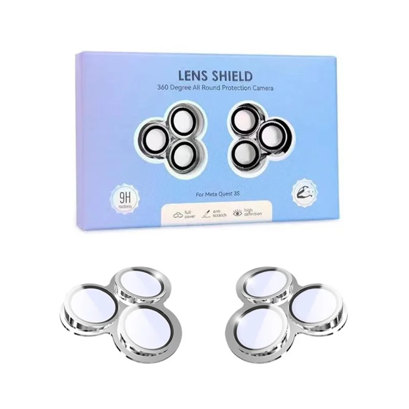 1 Pair For Meta Quest 3S Lens Protector Tempered Glass Alloy Anti-Explosion VR Headset Lens Film - Silver