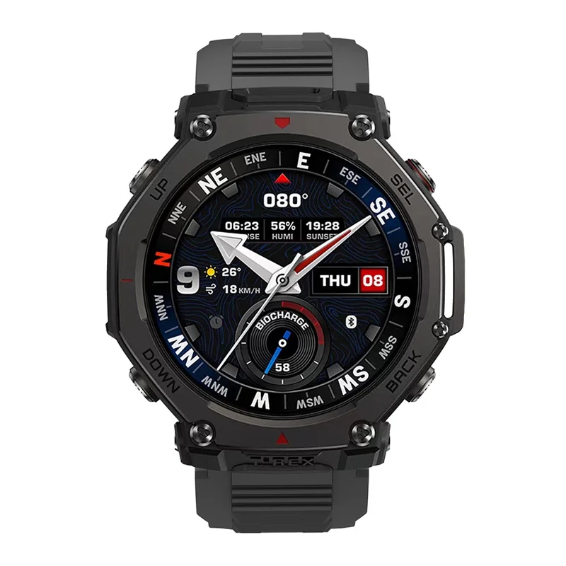 For Huami Amazfit T-Rex 3 Pro 48mm Silicone Replacement Strap Watch Band with Protective Case - Black