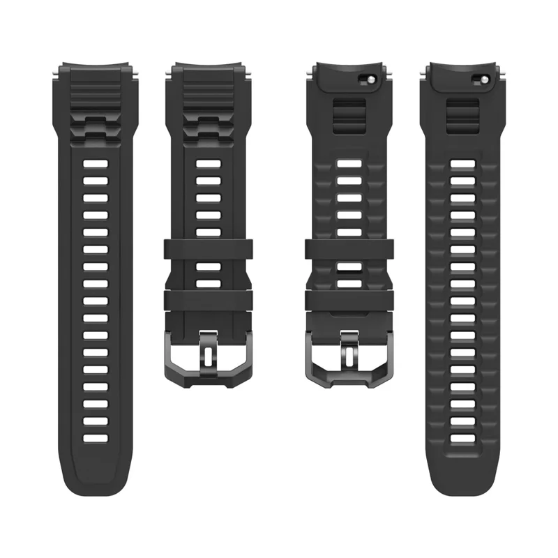For Huami Amazfit T-Rex 3 Pro 48mm Silicone Replacement Strap Watch Band with Protective Case - Black
