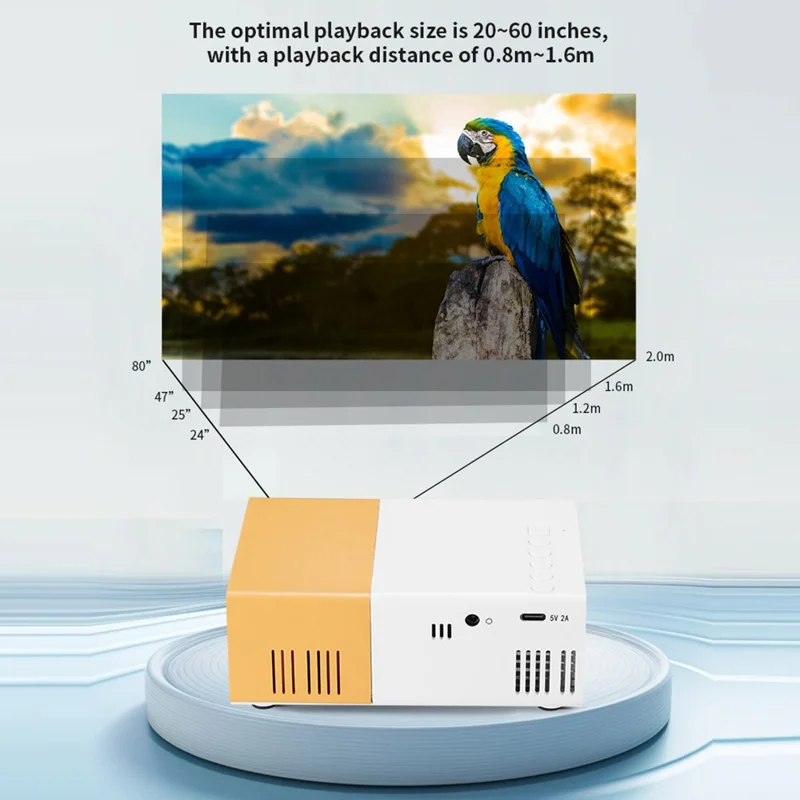 جهاز عرض صغير YG300S عالي الدقة، جهاز عرض LED محمول مع دعم لتقنيات عرض الشاشة ودقة 1080P للمنزل / السكن - أصفر أبيض / قابس أمريكي