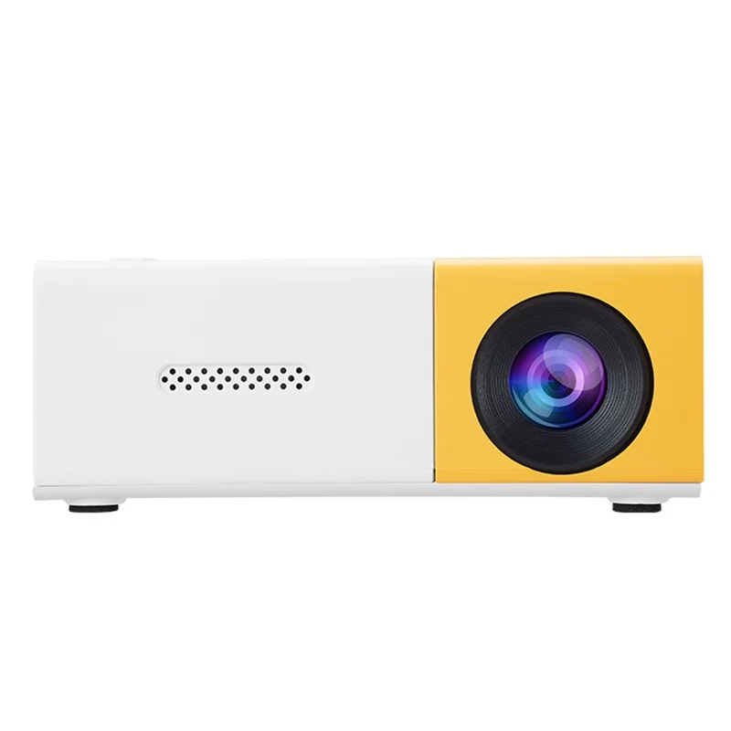YG300S Mini Projector HD Portable LED Projector Screen Mirroring Support 1080P for Home / Dorm - Yellow White / UK Plug