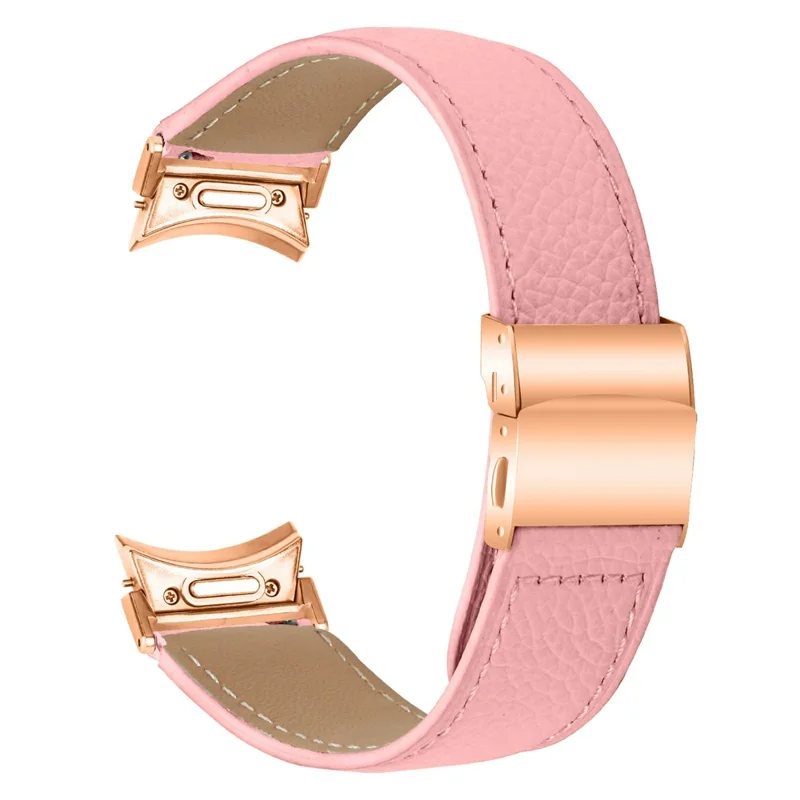 Wrist Strap with Rose Gold Professional Connector For Samsung Galaxy Watch7 Genuine Leather Watch Band - Pink