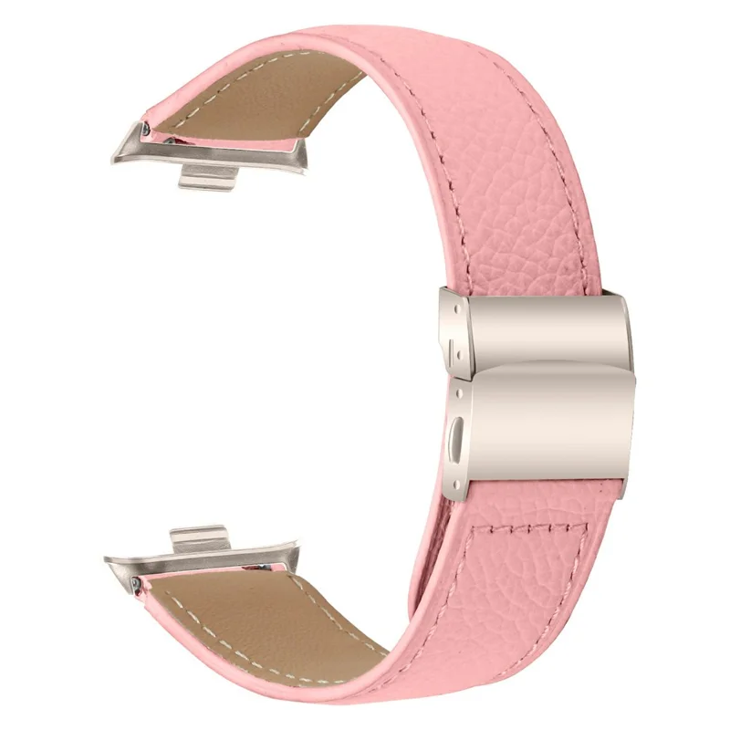 For Xiaomi Redmi Watch 4  /  Watch 5 Genuine Leather Watch Band with Starlight Connector Turtle Back Buckle - Pink