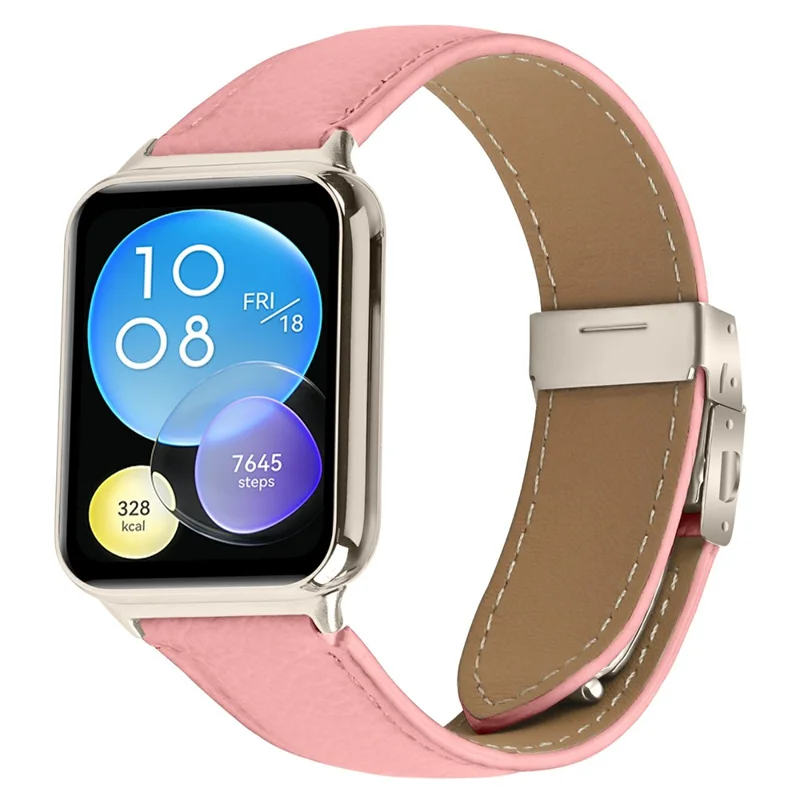 For Xiaomi Redmi Watch 4  /  Watch 5 Genuine Leather Watch Band with Starlight Connector Turtle Back Buckle - Pink