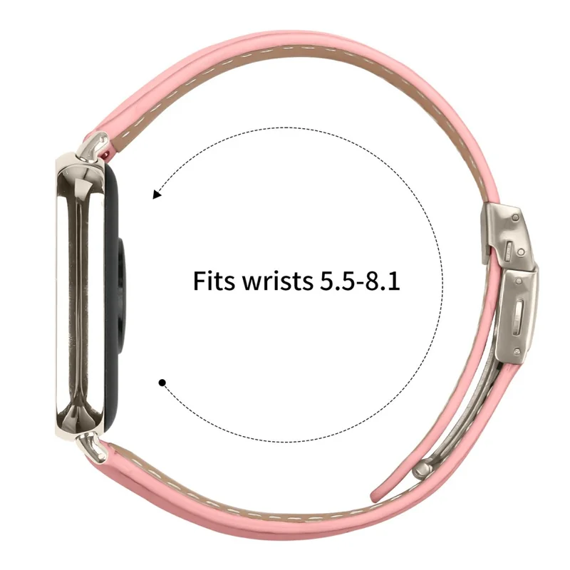 For Xiaomi Redmi Watch 4  /  Watch 5 Genuine Leather Watch Band with Starlight Connector Turtle Back Buckle - Pink