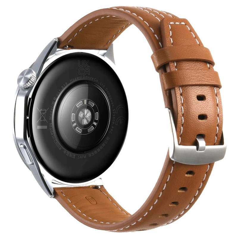 22mm Genuine Leather Watch Band for Huawei Watch GT 6 46mm / 5 46mm / 5 Pro 46mm / 4 46mm Adjustable Replacement Strap - Brown
