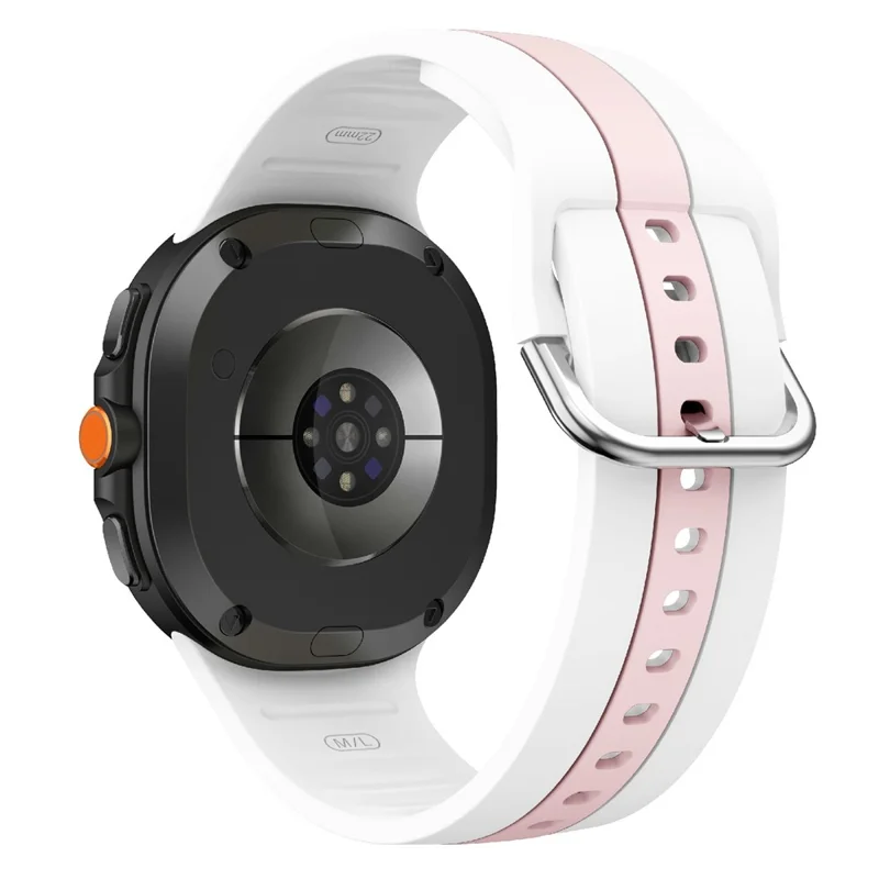 Silicone Strap For Samsung Galaxy Watch8 44mm / 40mm / 8 Classic 46mm Dual Color Watch Band Vertical Stripe Design - White / Pink