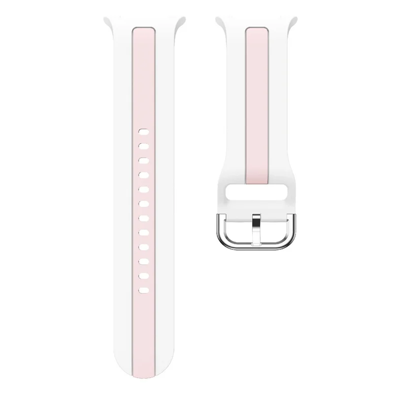 Silicone Strap For Samsung Galaxy Watch8 44mm / 40mm / 8 Classic 46mm Dual Color Watch Band Vertical Stripe Design - White / Pink