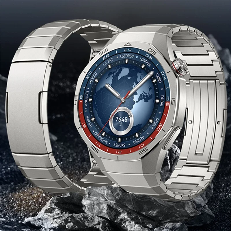 For Huawei Watch GT 6 Pro 46mm Titanium Alloy Watch Band Button Design Arc-shaped One-bead Side Sliding Strap - Titanium
